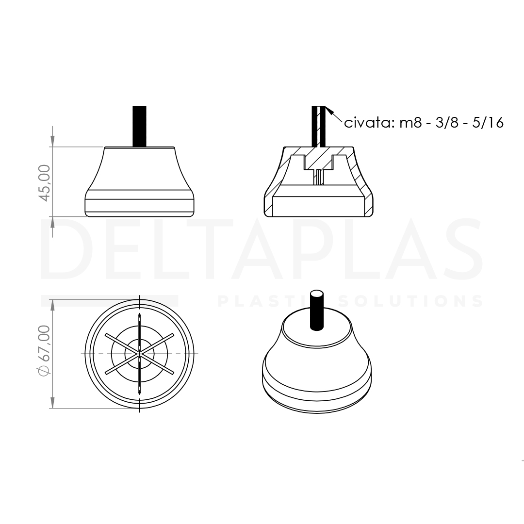Lale Ayak 45 mm Cıvatalı