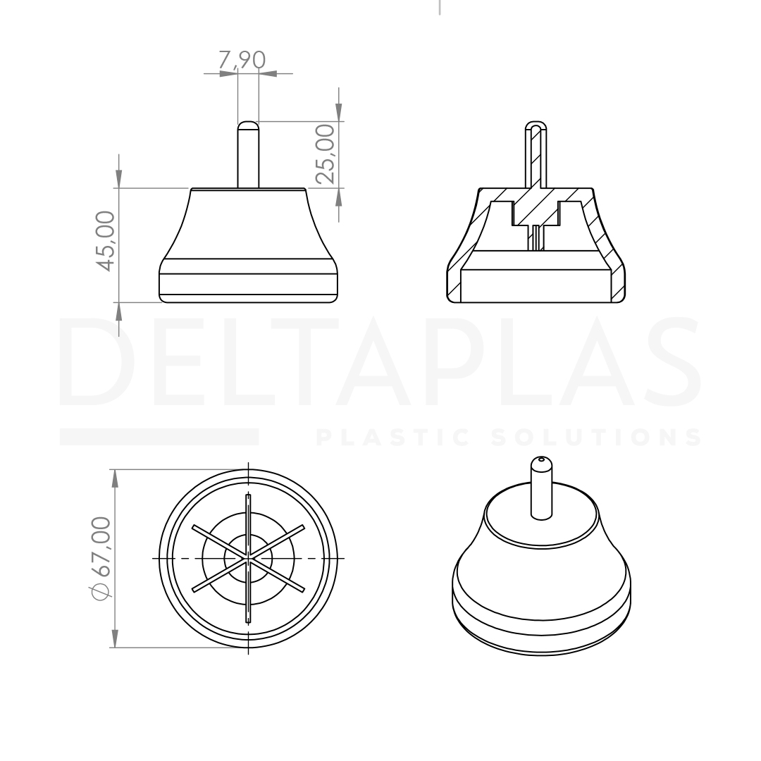 Lale Ayak 45 mm Pimli
