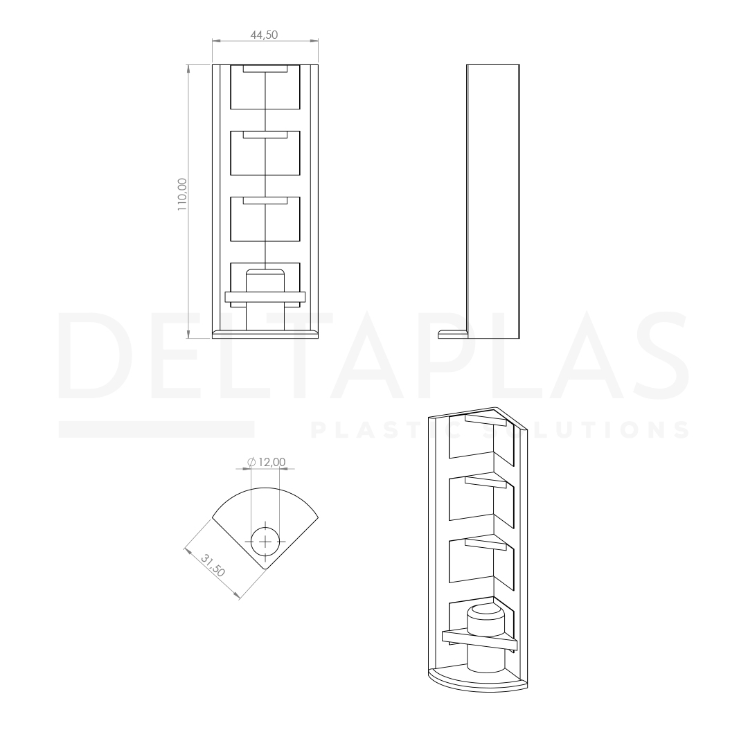 Plastik Orta Köşebent 11 cm