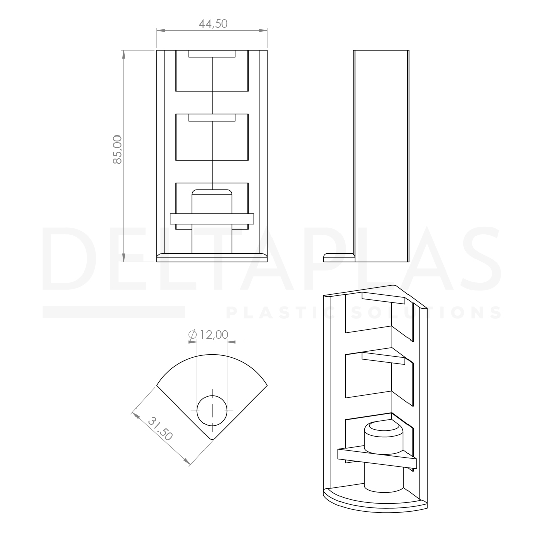 Plastik Orta Köşebent 8,5 cm